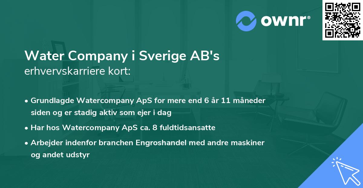 Water Company i Sverige AB's erhvervskarriere kort