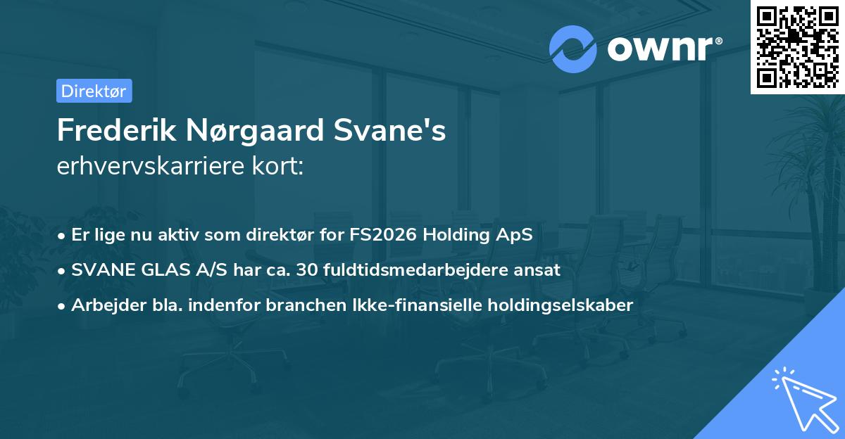 Frederik Nørgaard Svane's erhvervskarriere kort