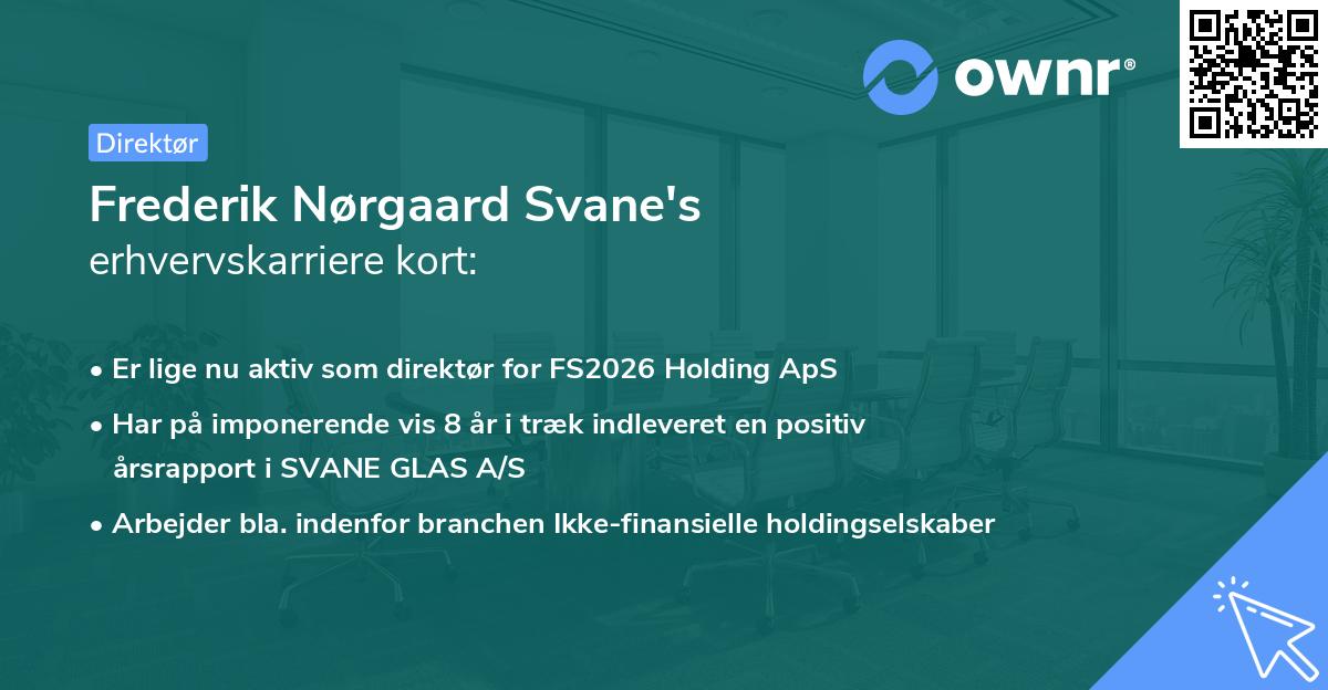 Frederik Nørgaard Svane's erhvervskarriere kort