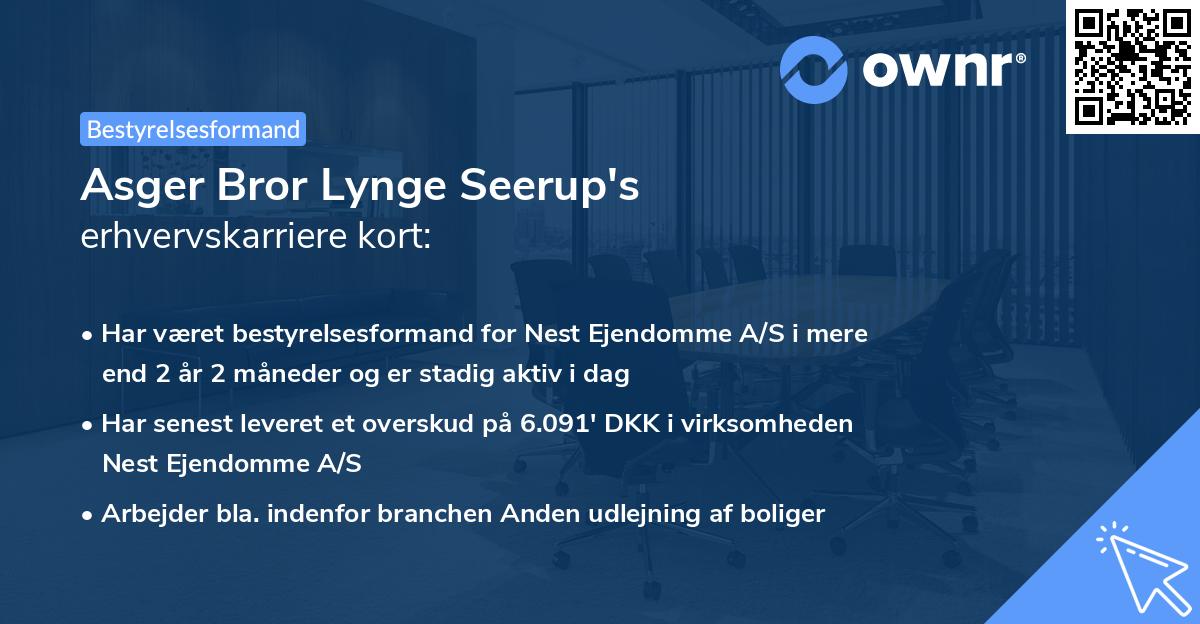 Asger Bror Lynge Seerup's erhvervskarriere kort