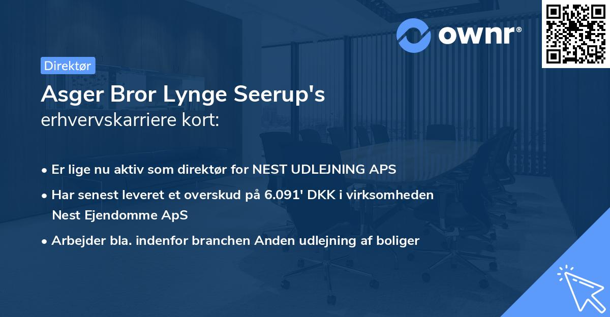 Asger Bror Lynge Seerup's erhvervskarriere kort