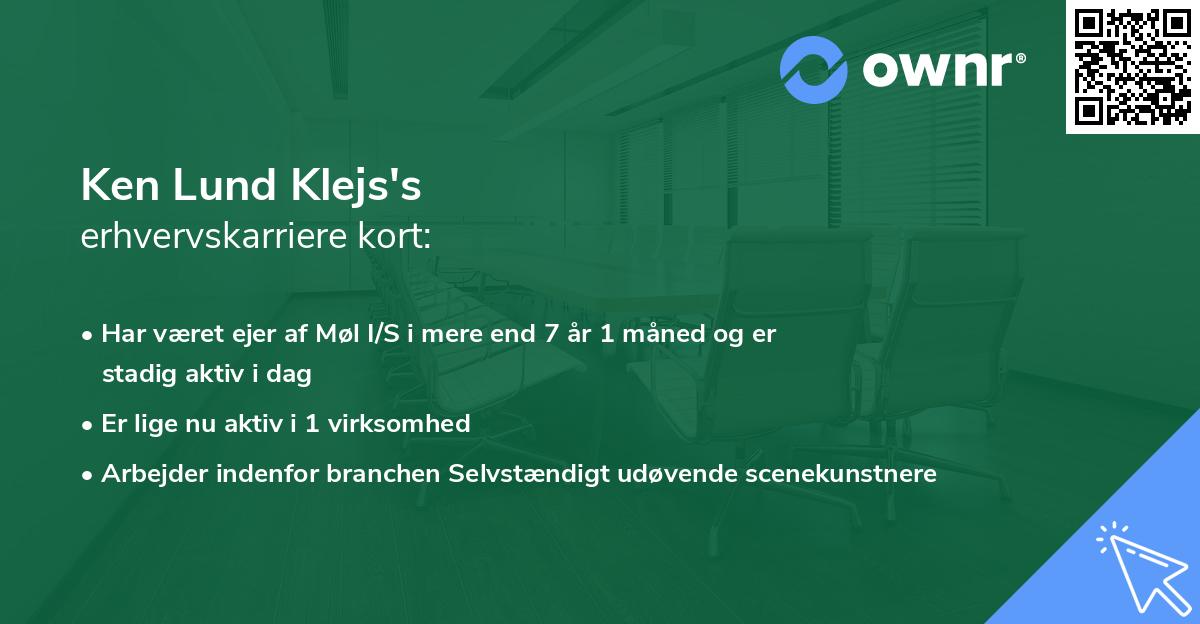 Ken Lund Klejs's erhvervskarriere kort