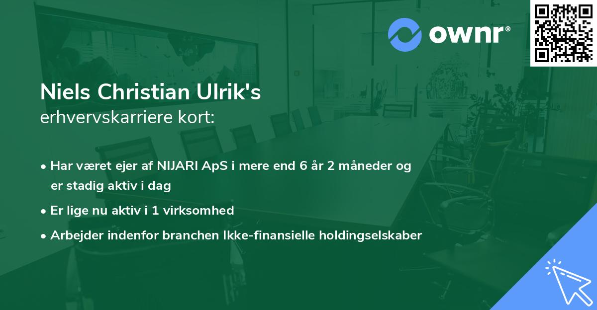 Niels Christian Ulrik's erhvervskarriere kort