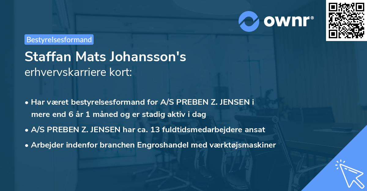 Staffan Mats Johansson's erhvervskarriere kort