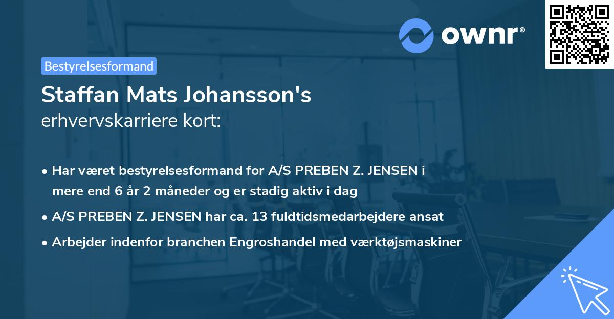Staffan Mats Johansson's erhvervskarriere kort