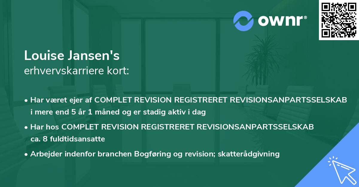 Louise Jansen's erhvervskarriere kort