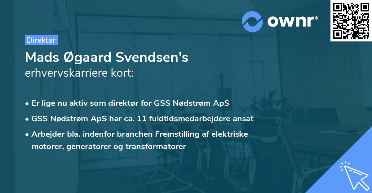Mads Øgaard Svendsen's erhvervskarriere kort