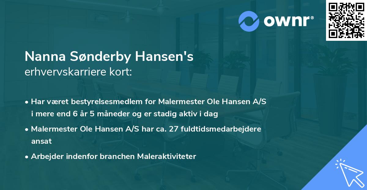 Nanna Sønderby Hansen's erhvervskarriere kort