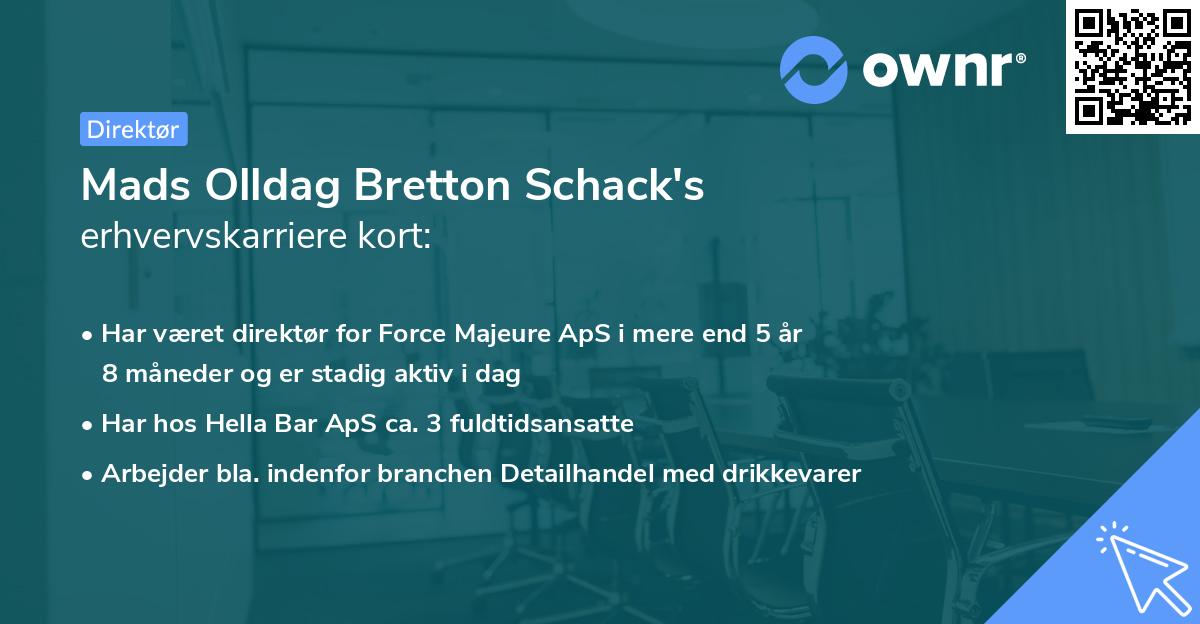 Mads Olldag Bretton Schack's erhvervskarriere kort