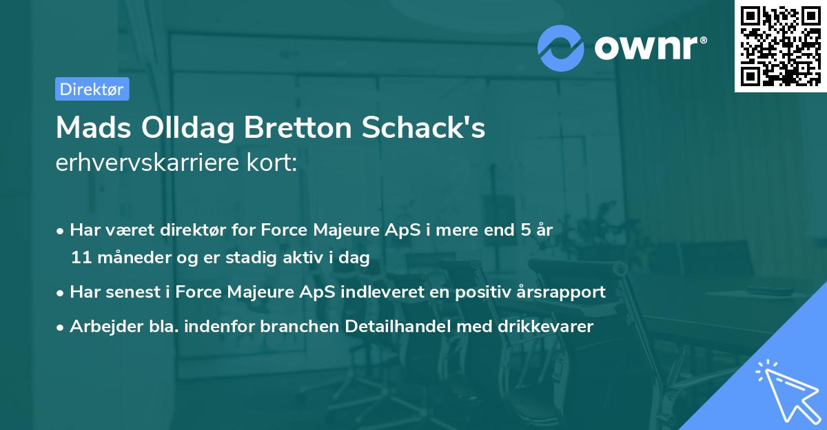 Mads Olldag Bretton Schack's erhvervskarriere kort