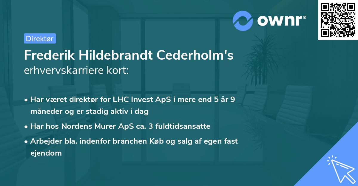 Frederik Hildebrandt Cederholm's erhvervskarriere kort