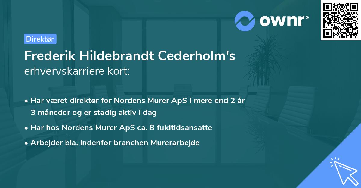 Frederik Hildebrandt Cederholm's erhvervskarriere kort