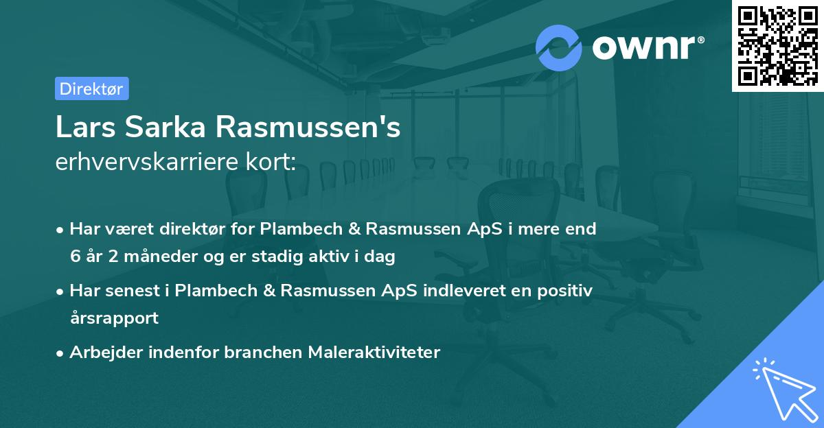 Lars Sarka Rasmussen's erhvervskarriere kort