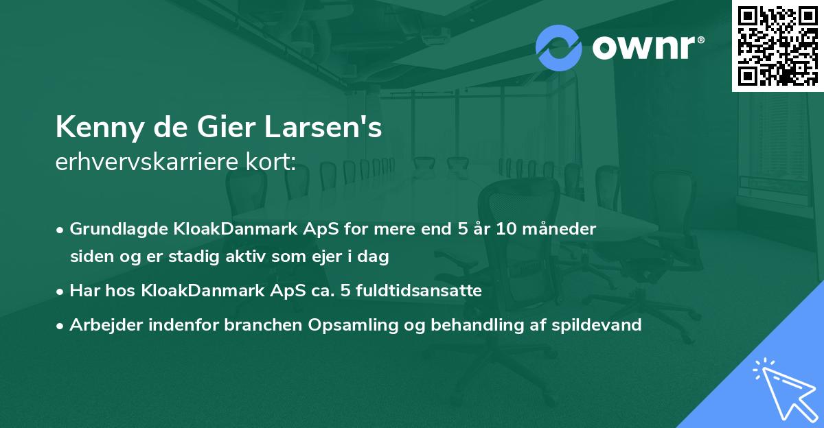 Kenny de Gier Larsen's erhvervskarriere kort
