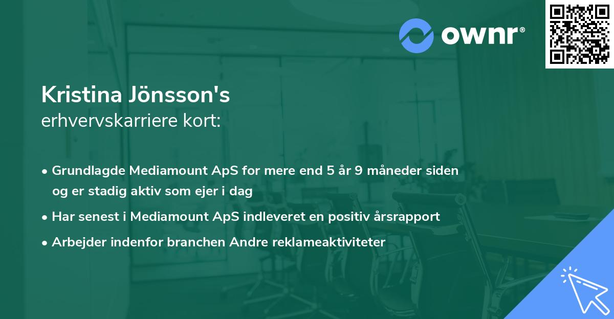 Kristina Jönsson's erhvervskarriere kort