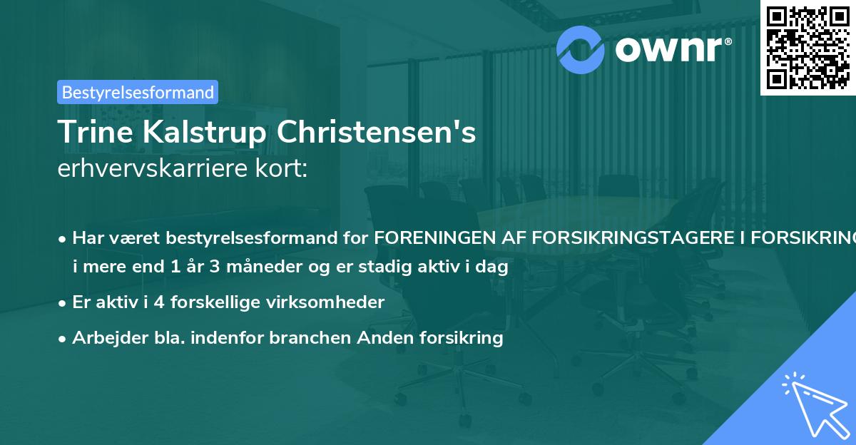 Trine Kalstrup Christensen's erhvervskarriere kort