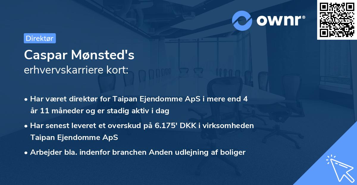 Caspar Mønsted's erhvervskarriere kort