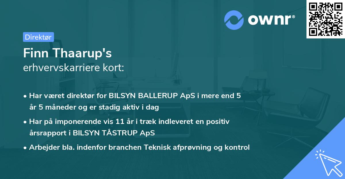 Finn Thaarup's erhvervskarriere kort