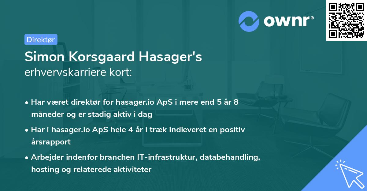 Simon Korsgaard Hasager's erhvervskarriere kort