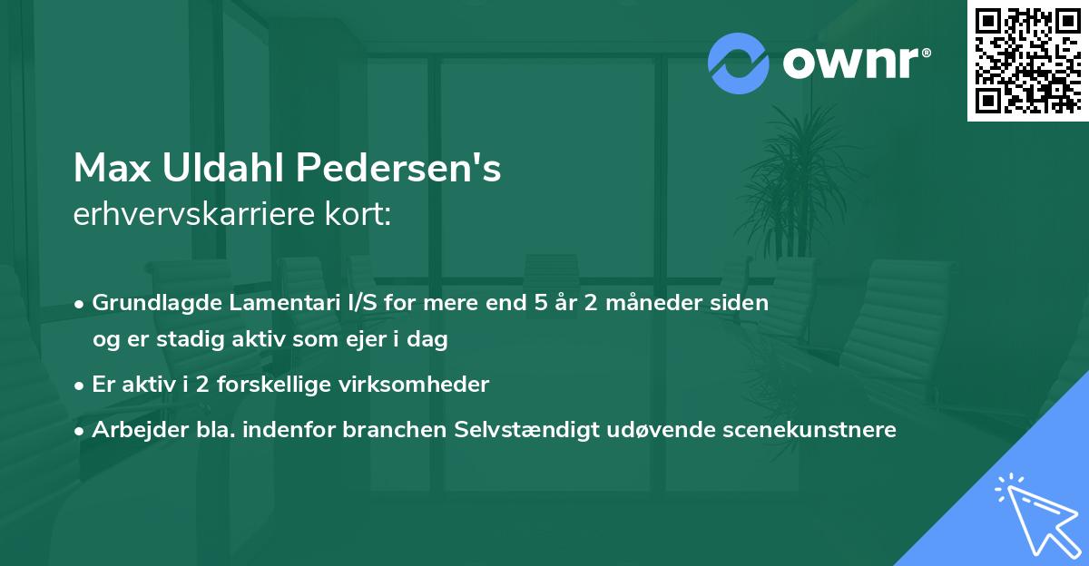 Max Uldahl Pedersen's erhvervskarriere kort