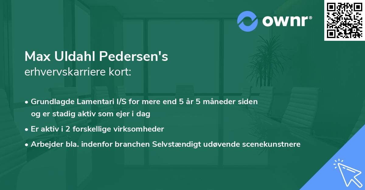 Max Uldahl Pedersen's erhvervskarriere kort