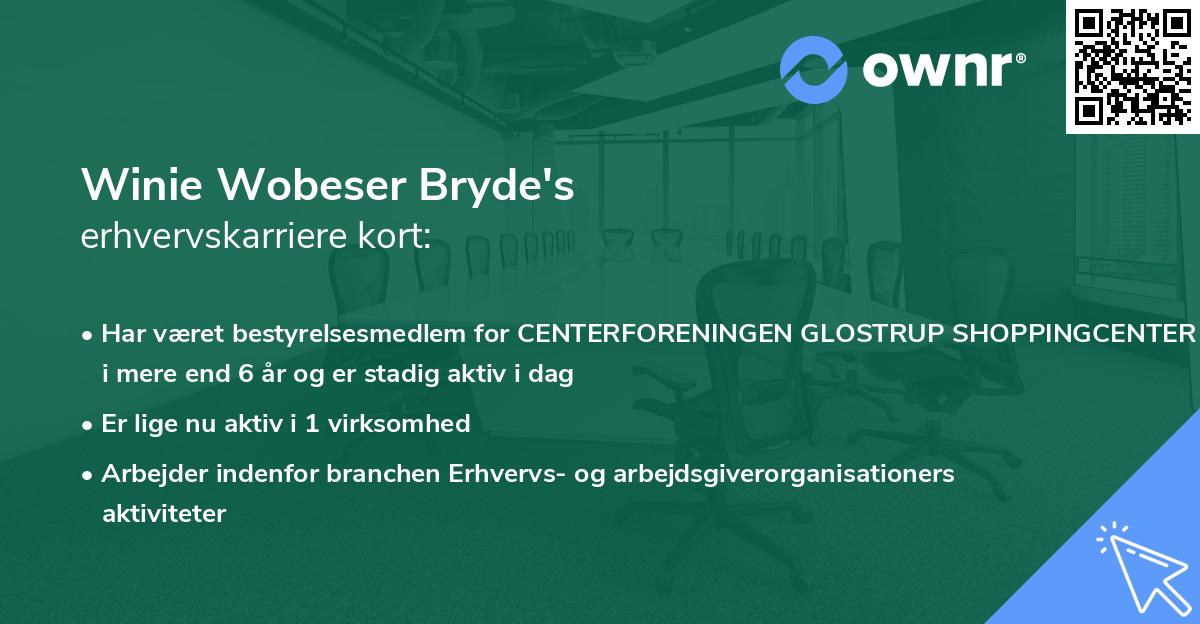 Winie Wobeser Bryde's erhvervskarriere kort