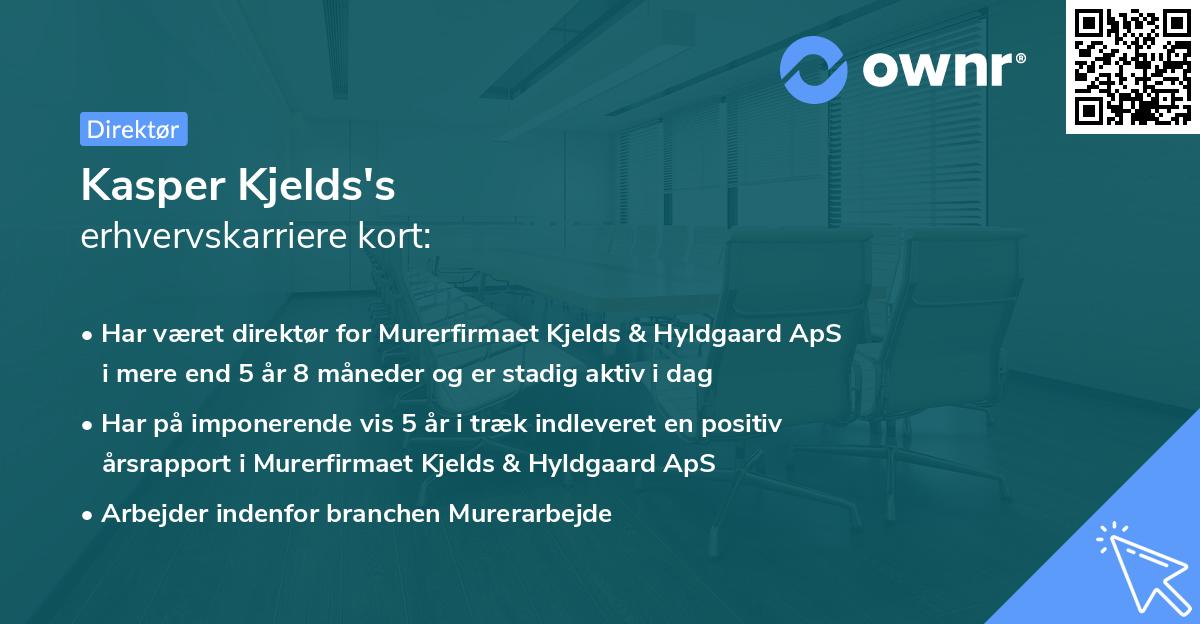 Kasper Kjelds's erhvervskarriere kort