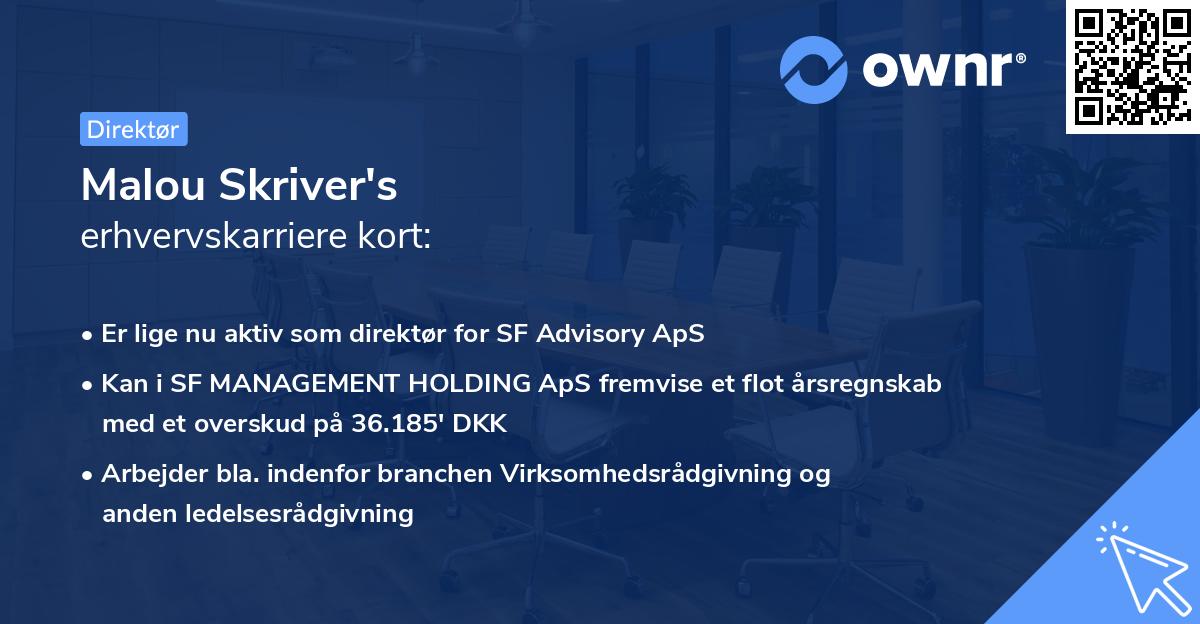 Malou Skriver's erhvervskarriere kort