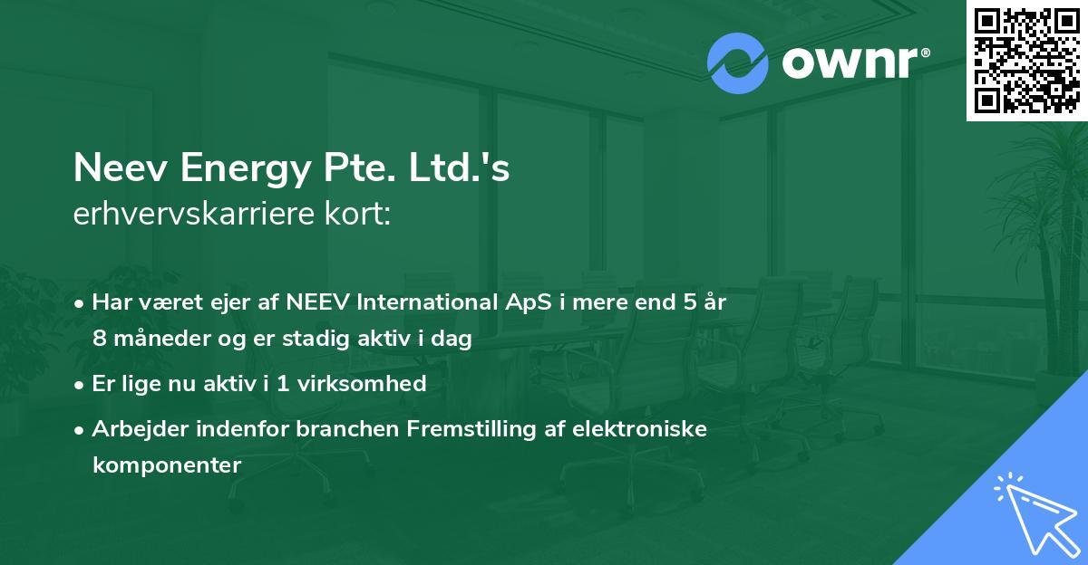 Neev Energy Pte. Ltd.'s erhvervskarriere kort