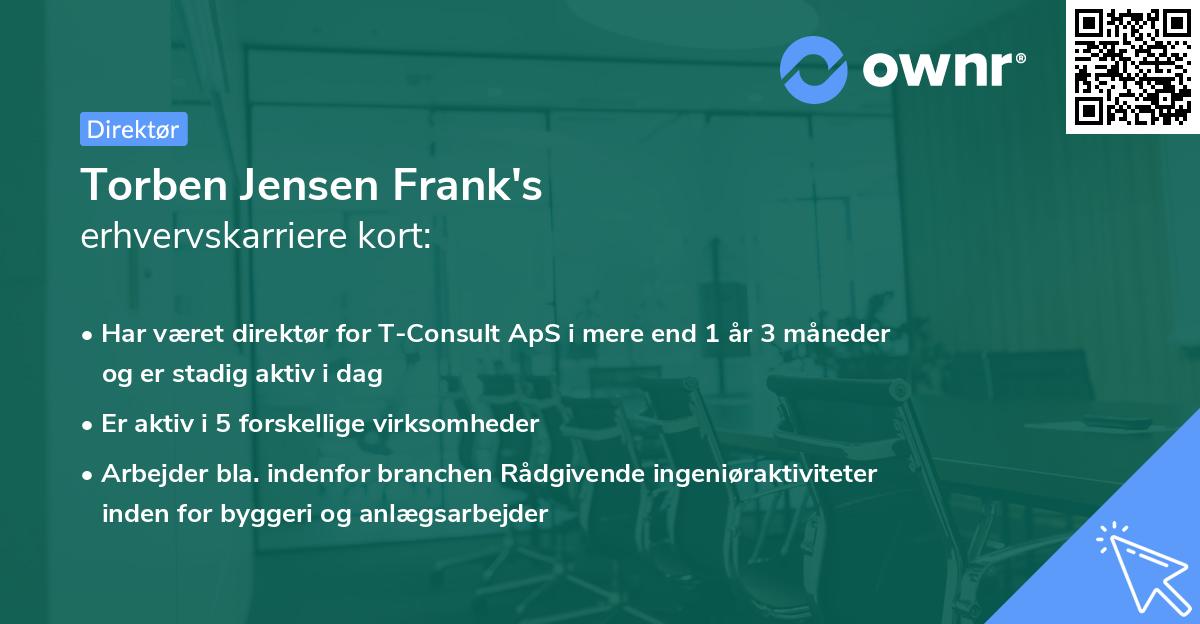 Torben Jensen Frank's erhvervskarriere kort