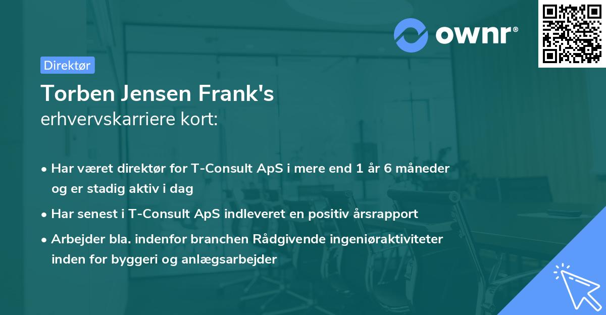 Torben Jensen Frank's erhvervskarriere kort