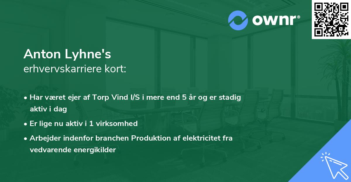 Anton Lyhne's erhvervskarriere kort