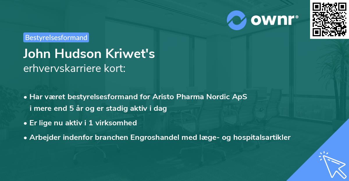 John Hudson Kriwet's erhvervskarriere kort