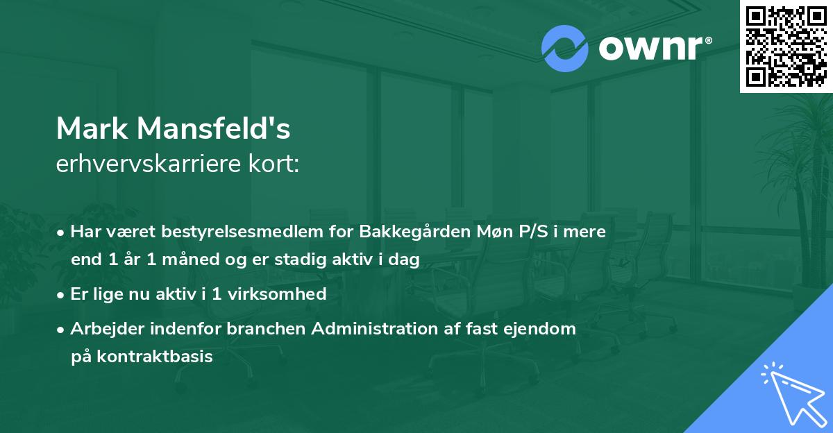 Mark Mansfeld's erhvervskarriere kort