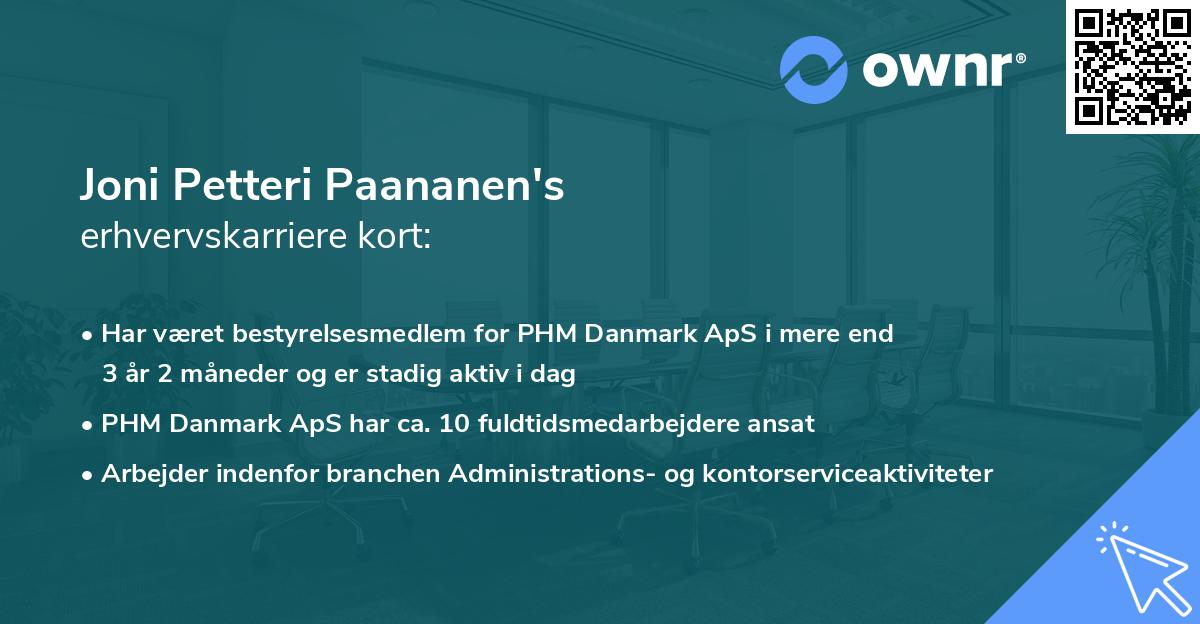 Joni Petteri Paananen's erhvervskarriere kort