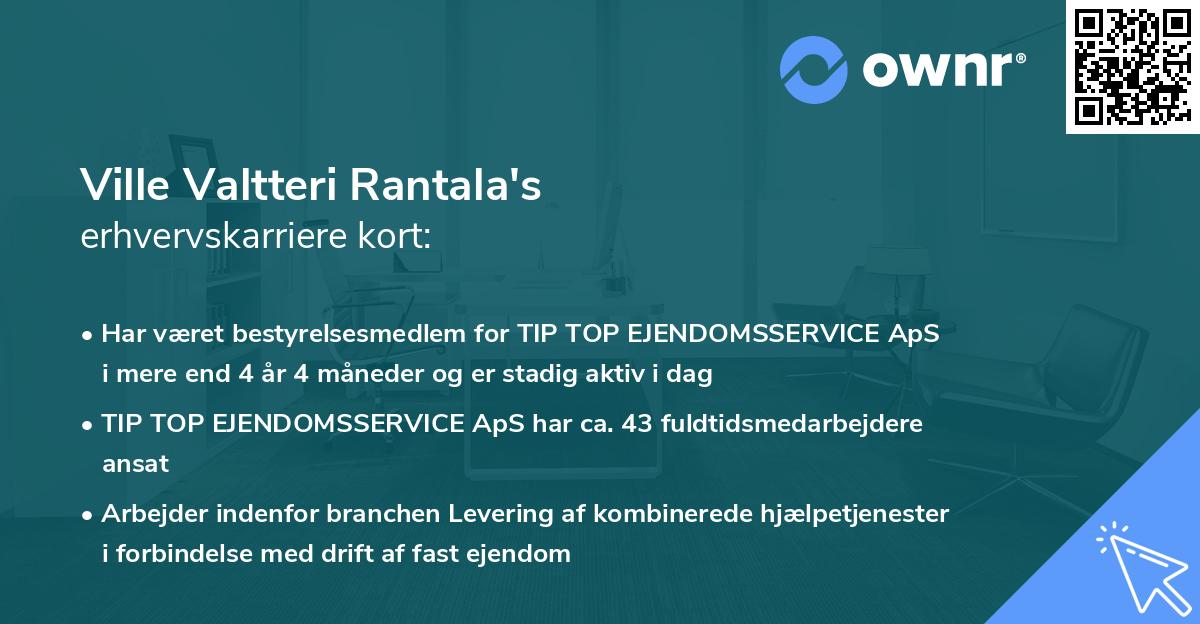 Ville Valtteri Rantala's erhvervskarriere kort