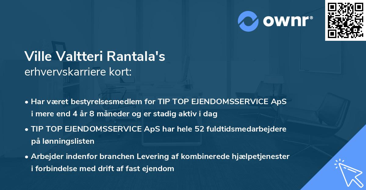 Ville Valtteri Rantala's erhvervskarriere kort