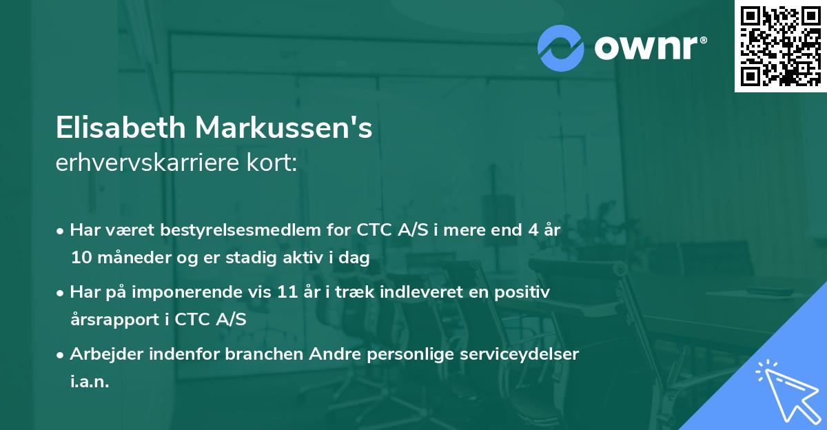 Elisabeth Markussen's erhvervskarriere kort