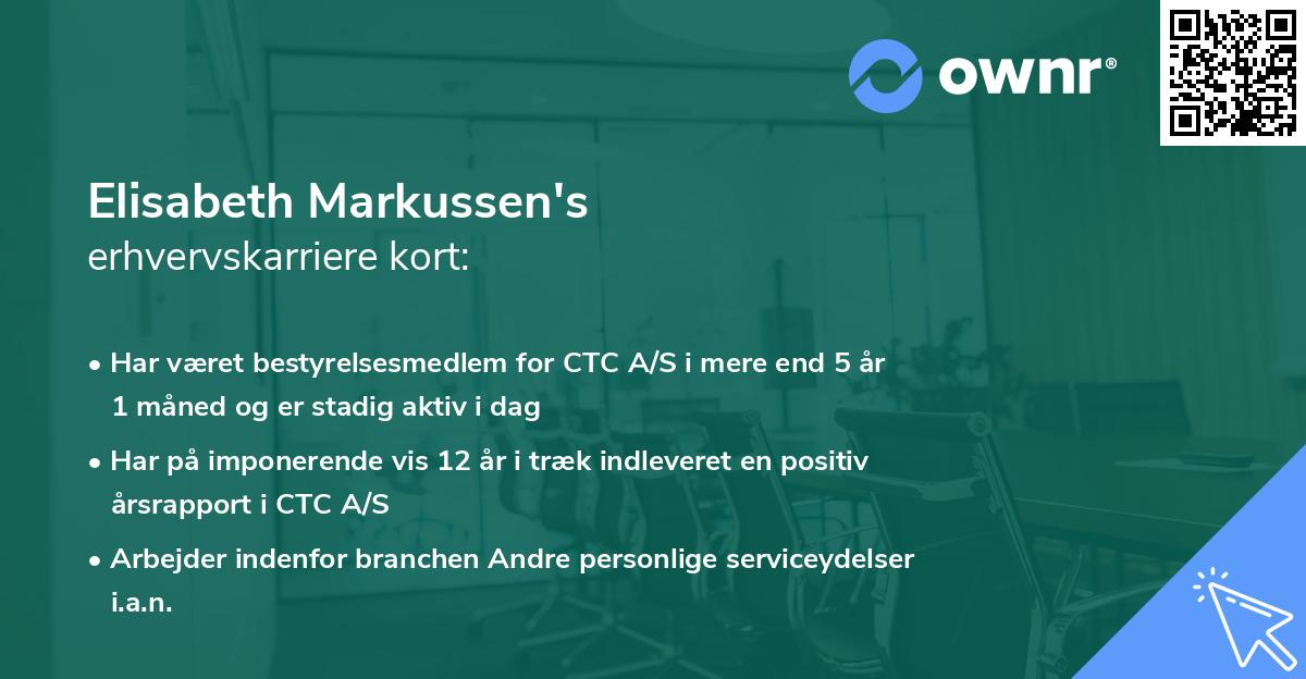 Elisabeth Markussen's erhvervskarriere kort