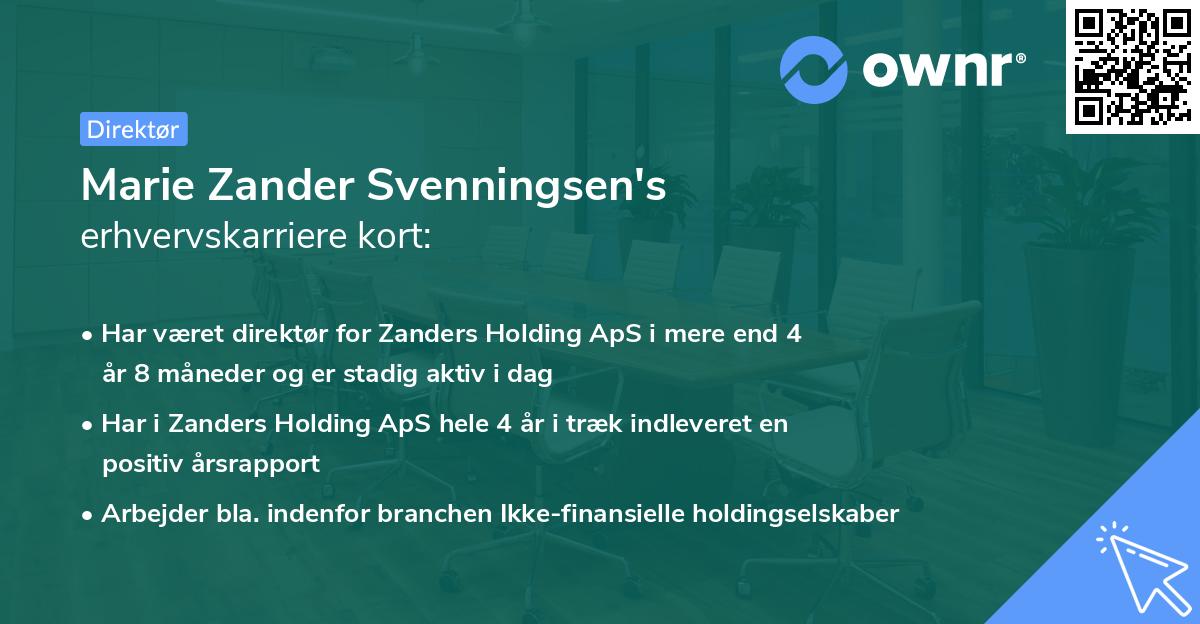 Marie Zander Svenningsen's erhvervskarriere kort