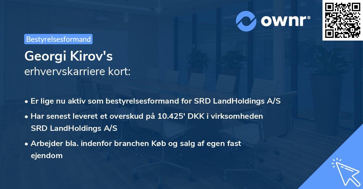 Georgi Kirov's erhvervskarriere kort