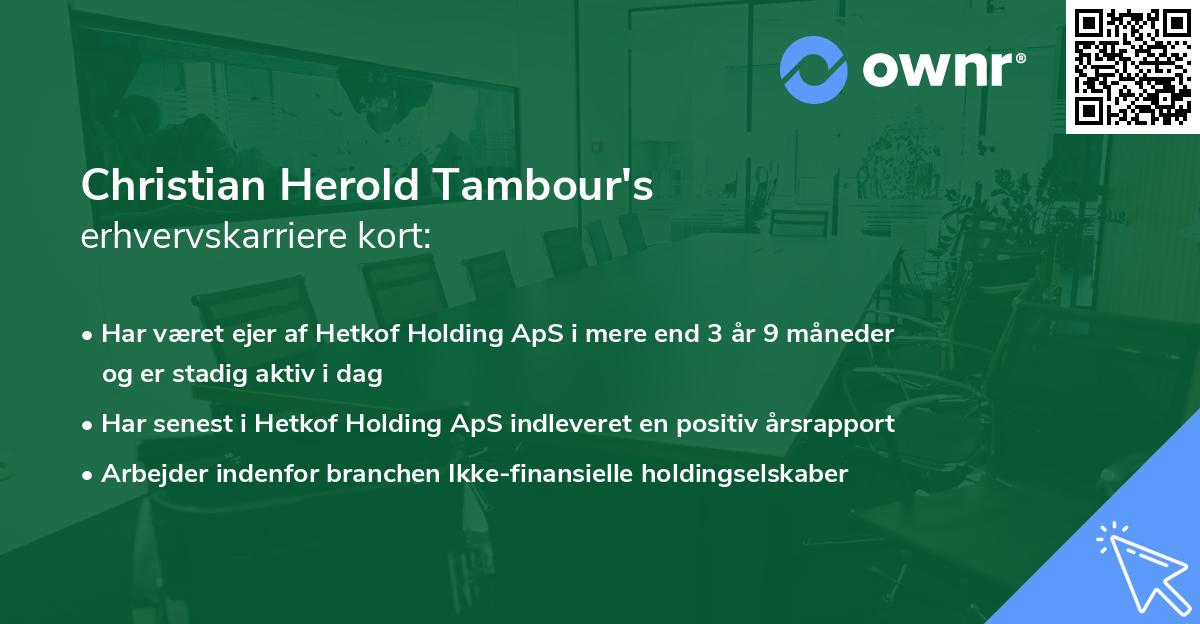 Christian Herold Tambour's erhvervskarriere kort
