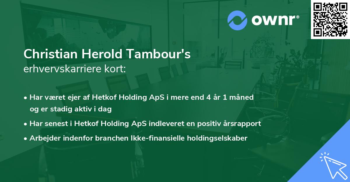 Christian Herold Tambour's erhvervskarriere kort