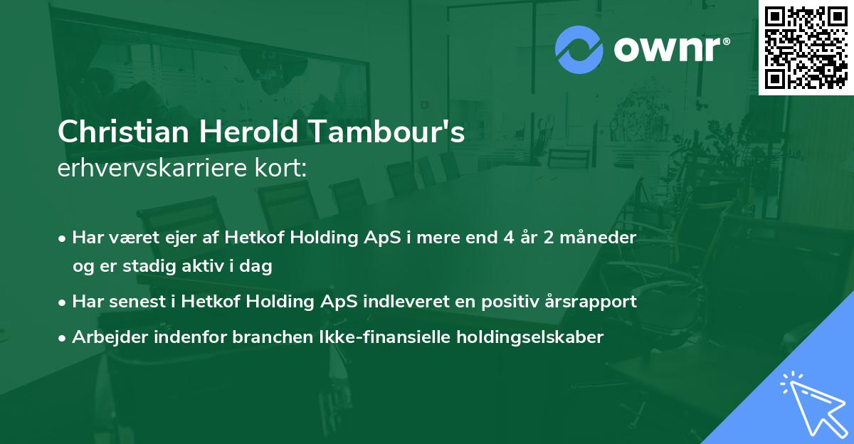 Christian Herold Tambour's erhvervskarriere kort