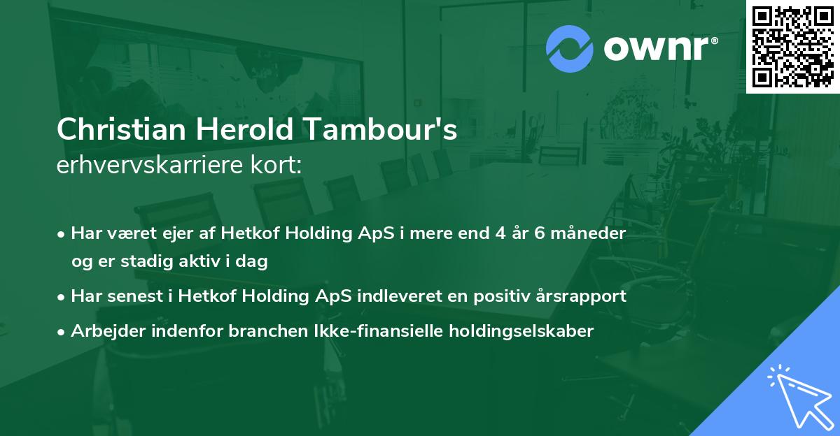 Christian Herold Tambour's erhvervskarriere kort