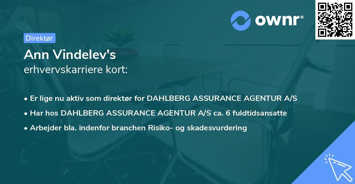 Ann Vindelev's erhvervskarriere kort