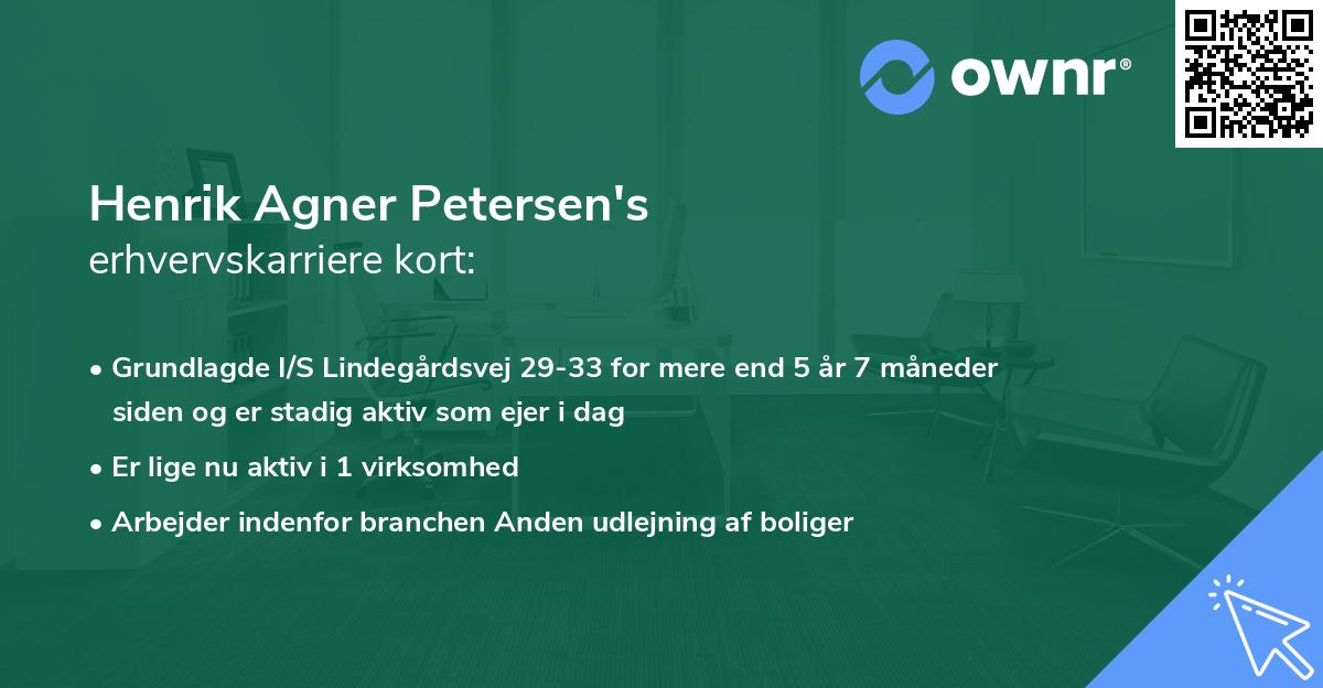 Henrik Agner Petersen's erhvervskarriere kort