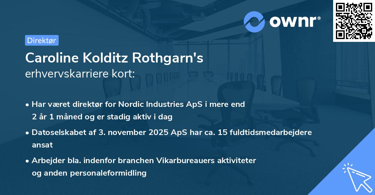 Caroline Kolditz Rothgarn's erhvervskarriere kort