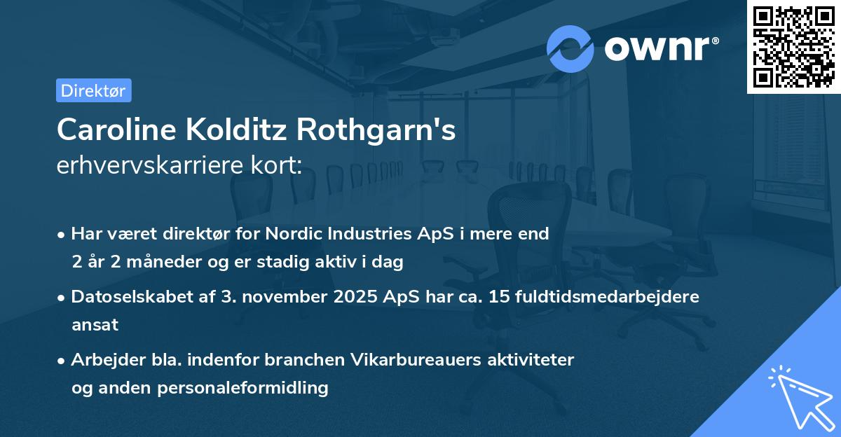 Caroline Kolditz Rothgarn's erhvervskarriere kort