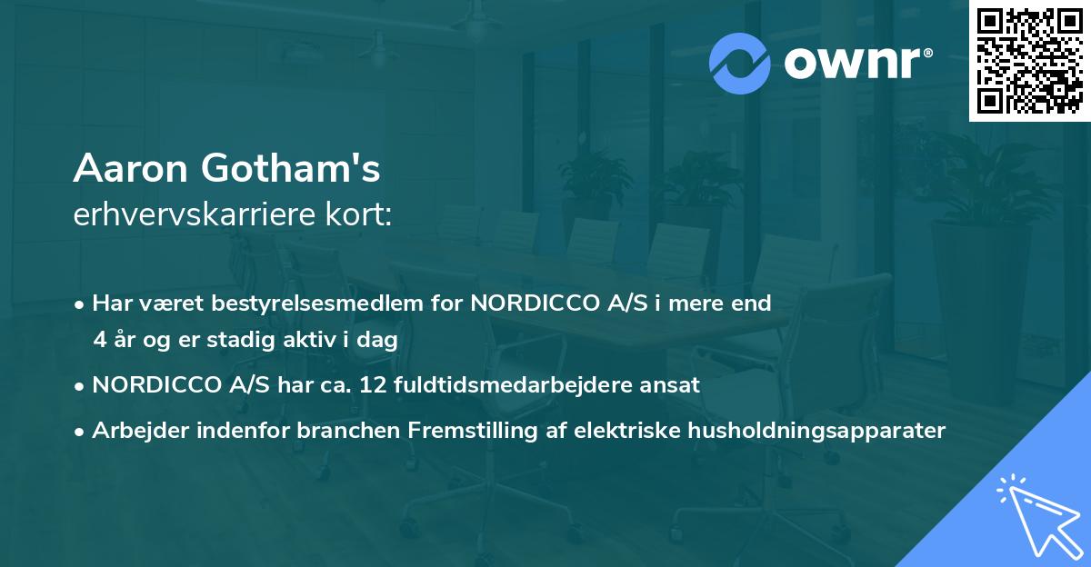 Aaron Gotham's erhvervskarriere kort